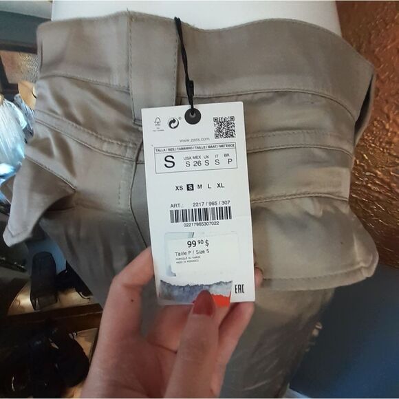 Zara NWT Limited Edition Satin Cargo Pants - Picture 6 of 14